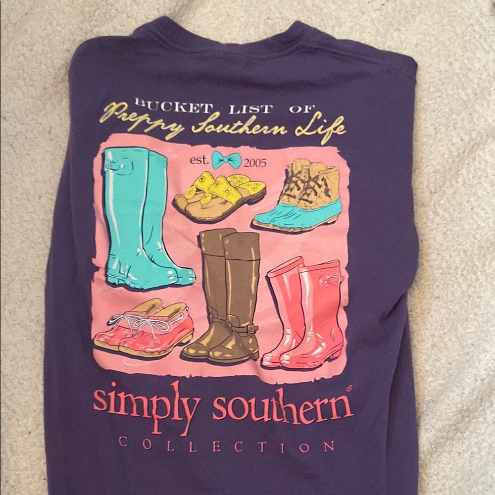Simply Southern Purple Long Sleeve Tee with Whimsical Boot Graphic